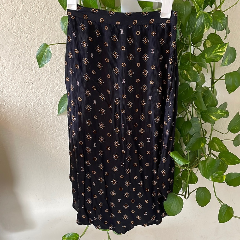 Volcom Black and Gold Midi Skirt